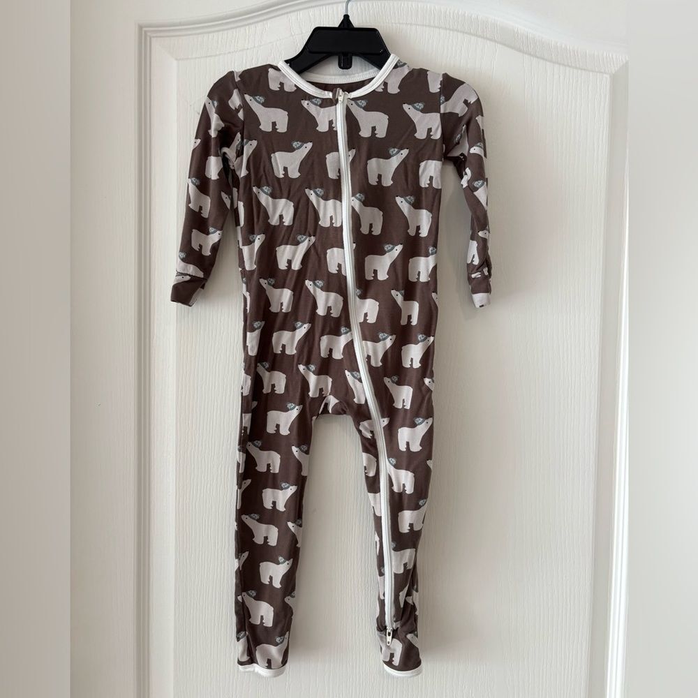 KicKee Pants Convertible Sleeper with 2 Way Zipper in Coffee Polar Bear.